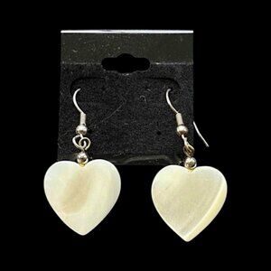Heart Shaped Dangle Earrings Mother of Pearl
